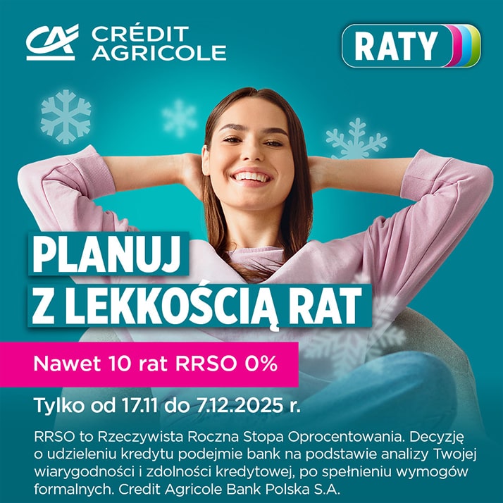 Raty 10 x 0% z Credit Agricole w Twojesoczewki.pl i Grunberg.pl